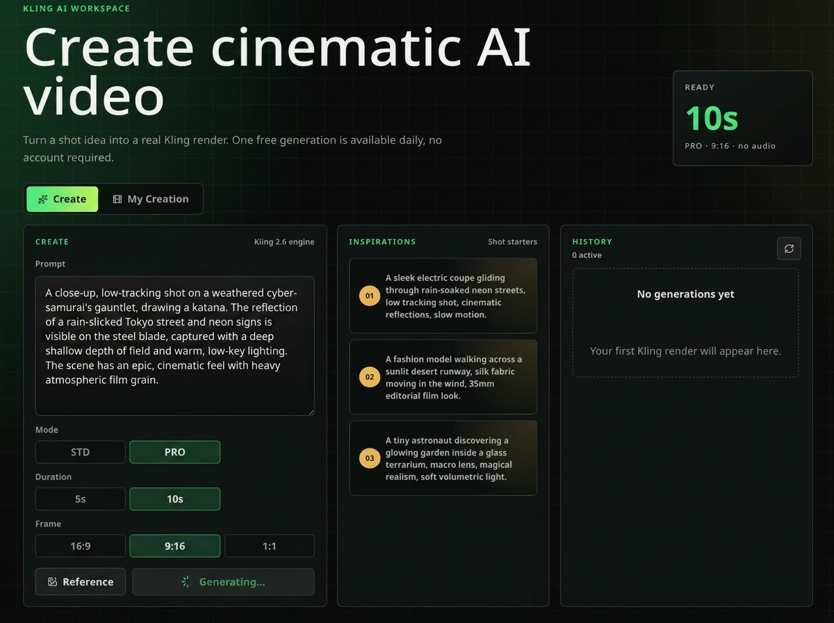 Step 2 · Adjust settings and generate